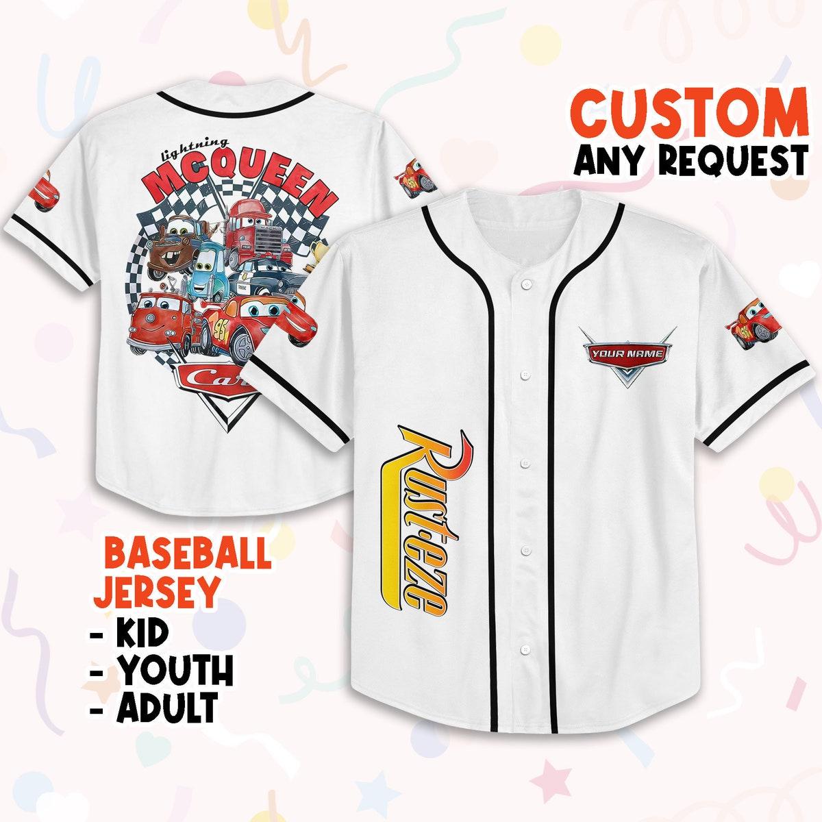 Personalize Cars Retro Vintage Lightning Mcqueen Art Baseball Jersey 1