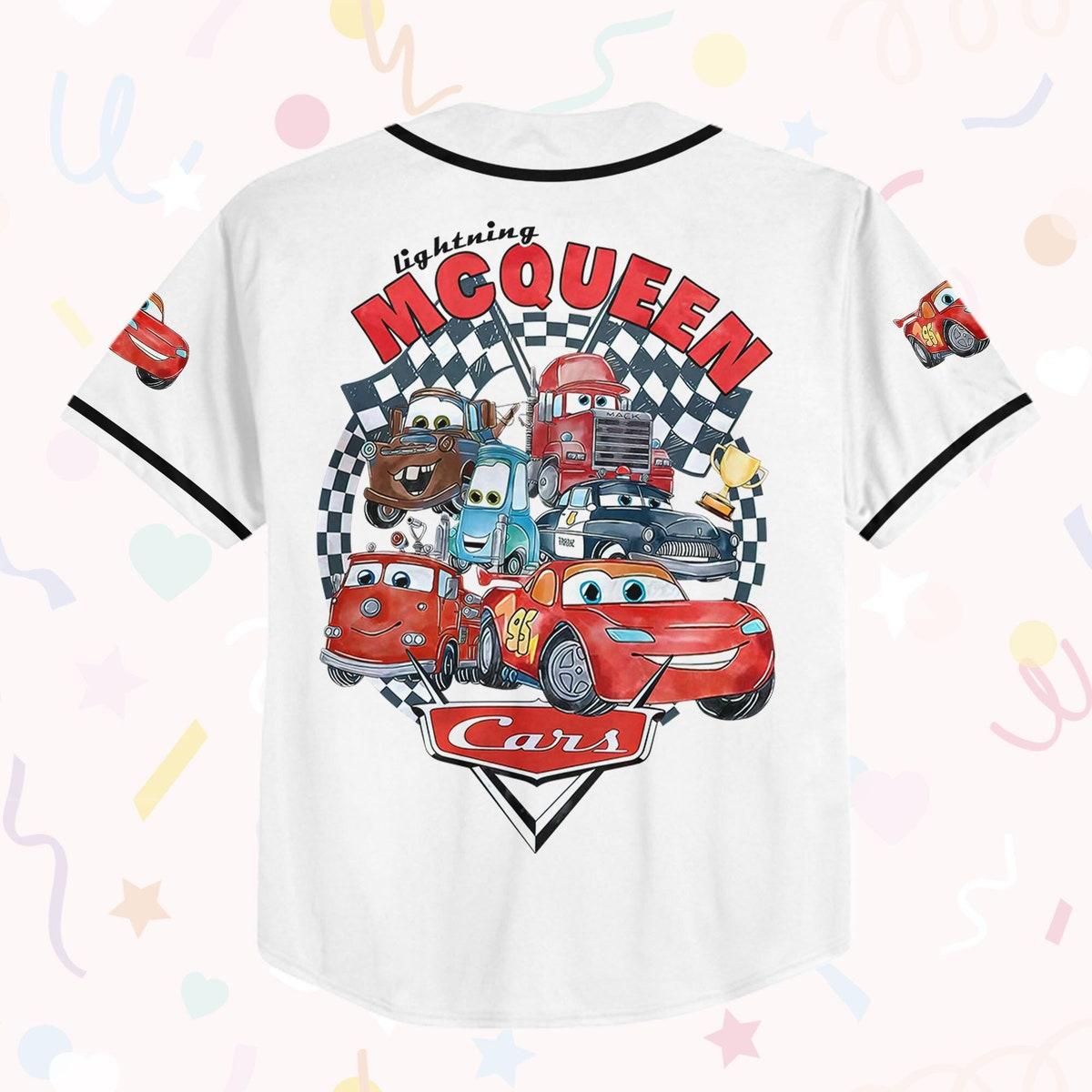 Personalize Cars Retro Vintage Lightning Mcqueen Art Baseball Jersey 3