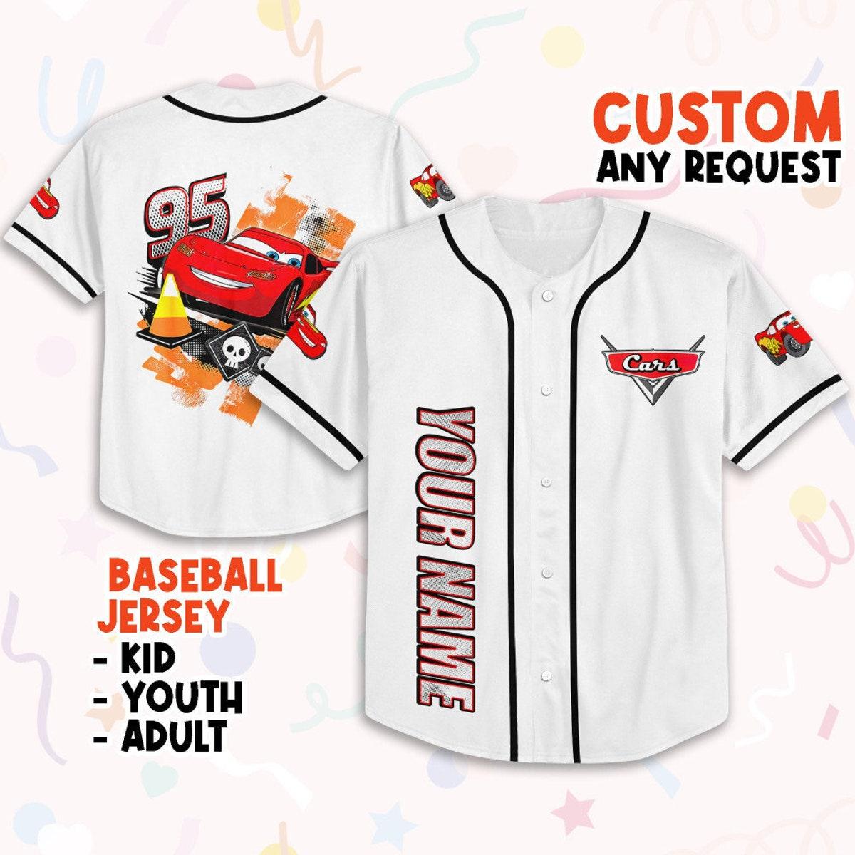 Personalize Cars Vintage Mcqueen Red Disney Baseball Jersey 1