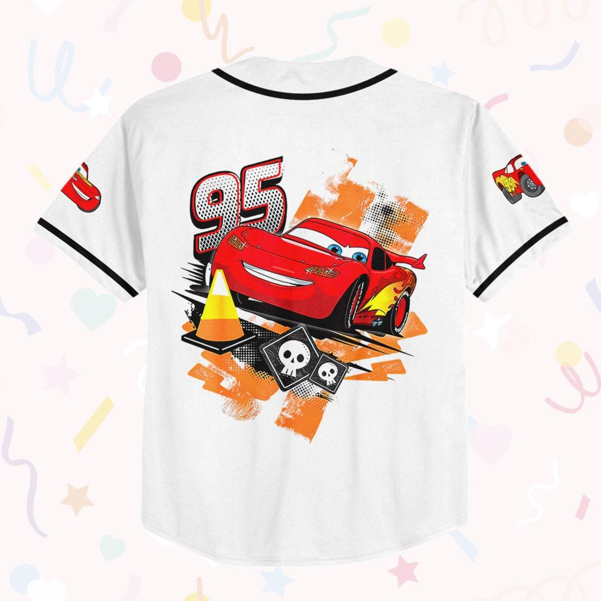 Personalize Cars Vintage Mcqueen Red Disney Baseball Jersey 3