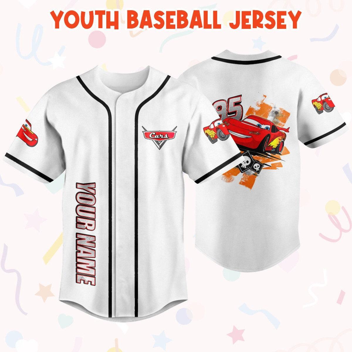 Personalize Cars Vintage Mcqueen Red Disney Baseball Jersey 5