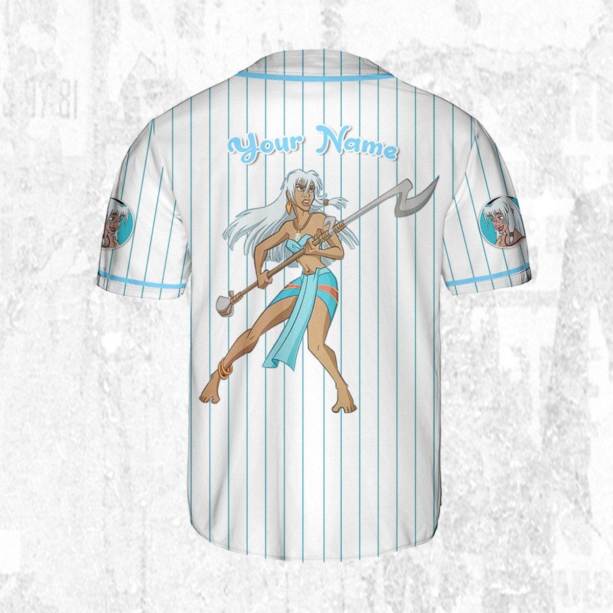 Personalize Disney Atlantis Princess Kida Nedakh White Cyan Baseball Jersey 4