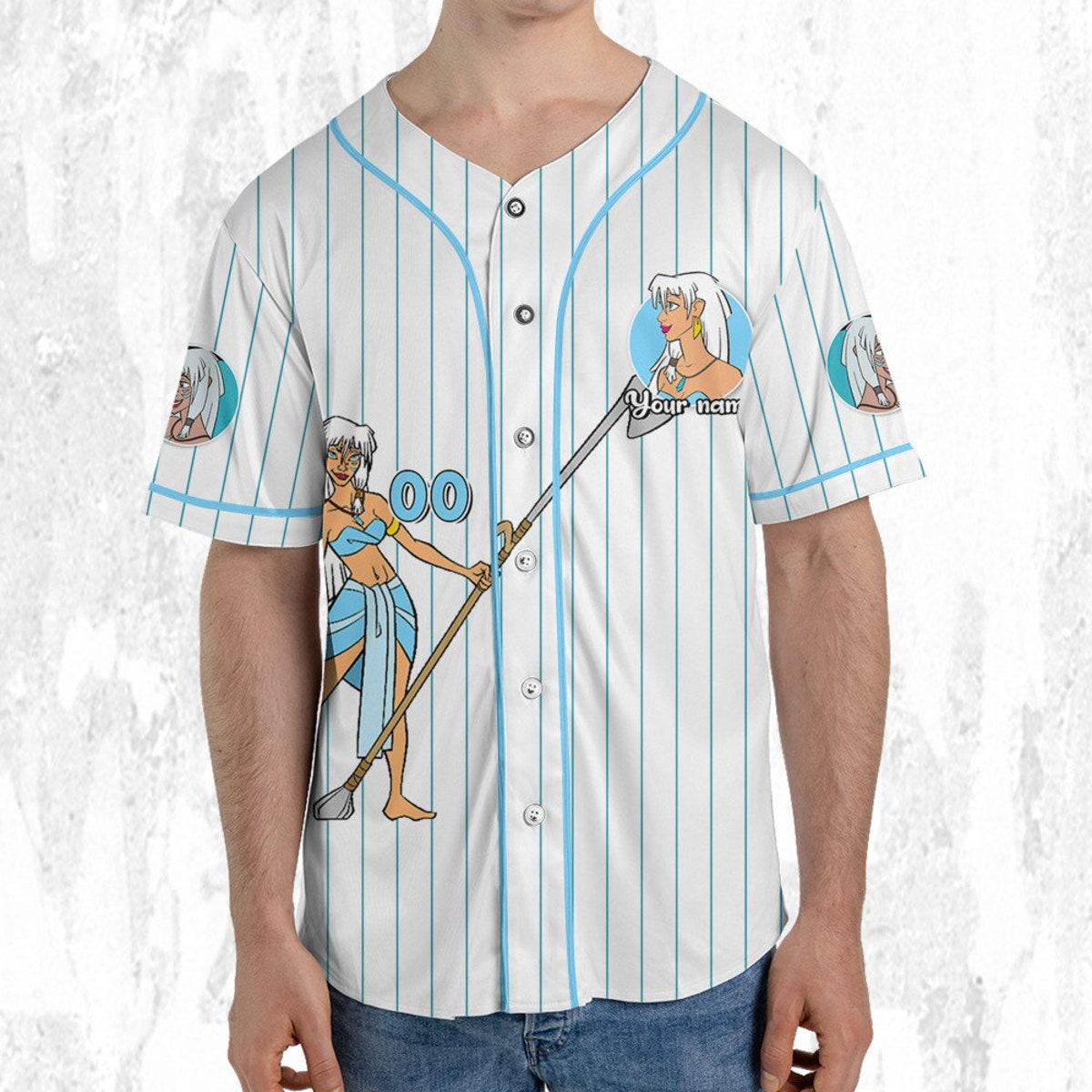 Personalize Disney Atlantis Princess Kida Nedakh White Cyan Baseball Jersey 5