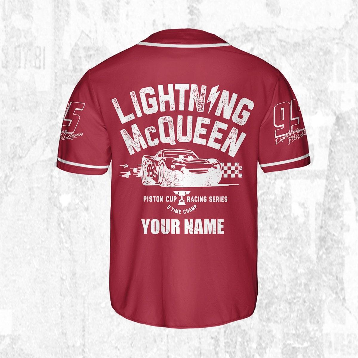 Personalize Disney Cars Lightning Mcqueen Racing Series Red Baseball Jersey 4