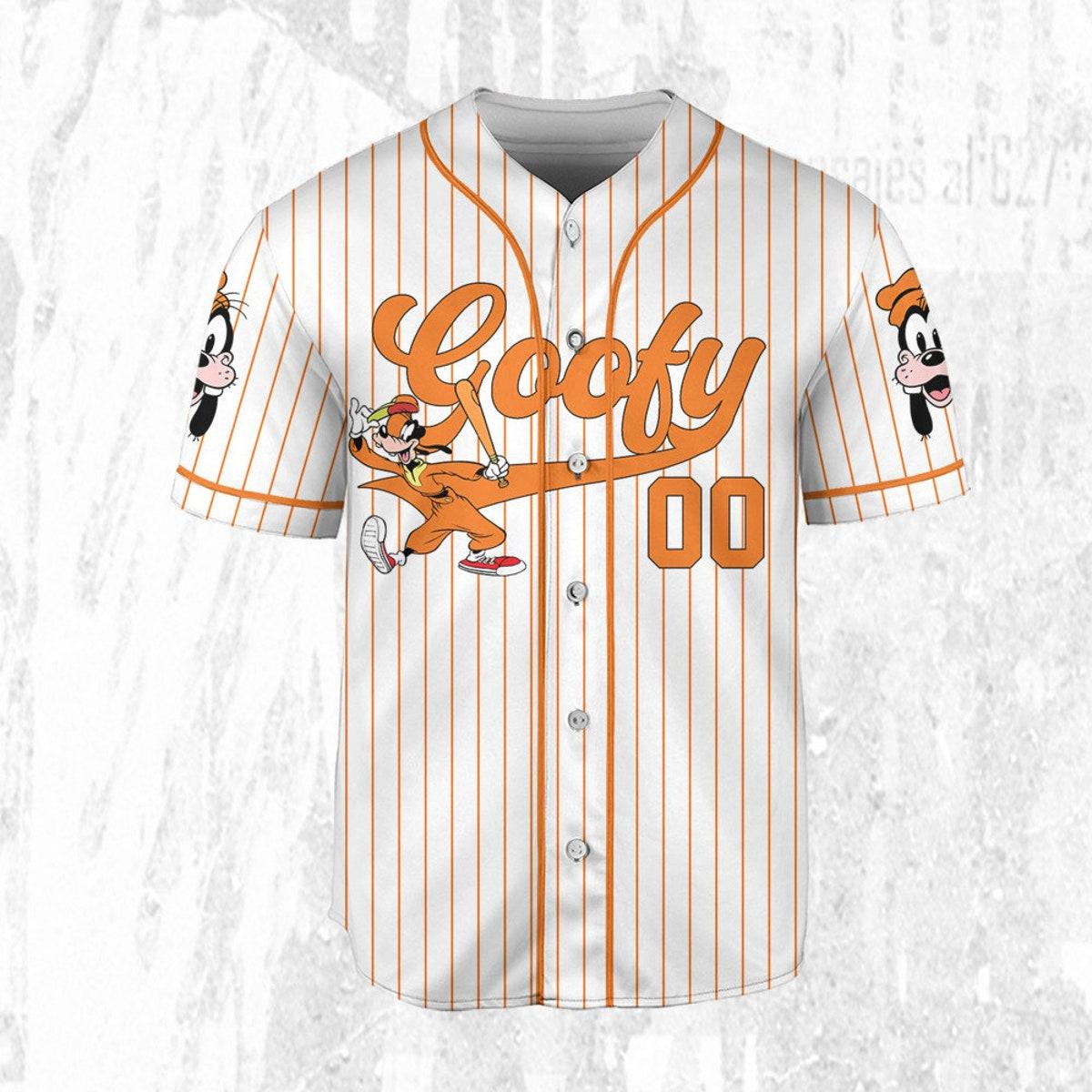 Personalize Disney Goofy Play Baseball Orange Baseball Jersey 3