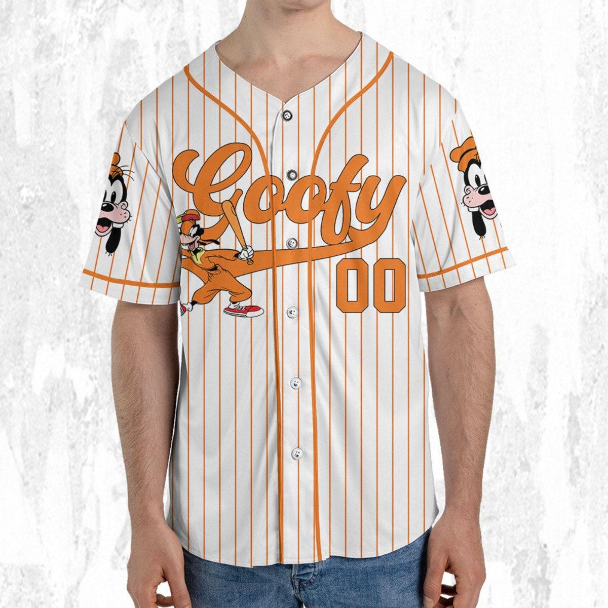 Personalize Disney Goofy Play Baseball Orange Baseball Jersey 5