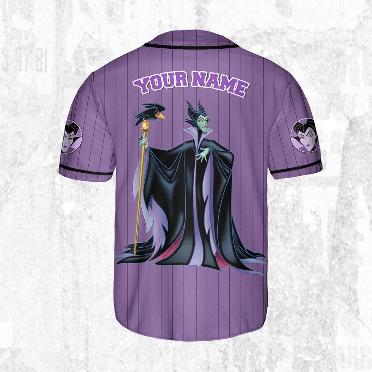 Personalize Disney Maleficent Purple Dark Black Baseball Jersey 4