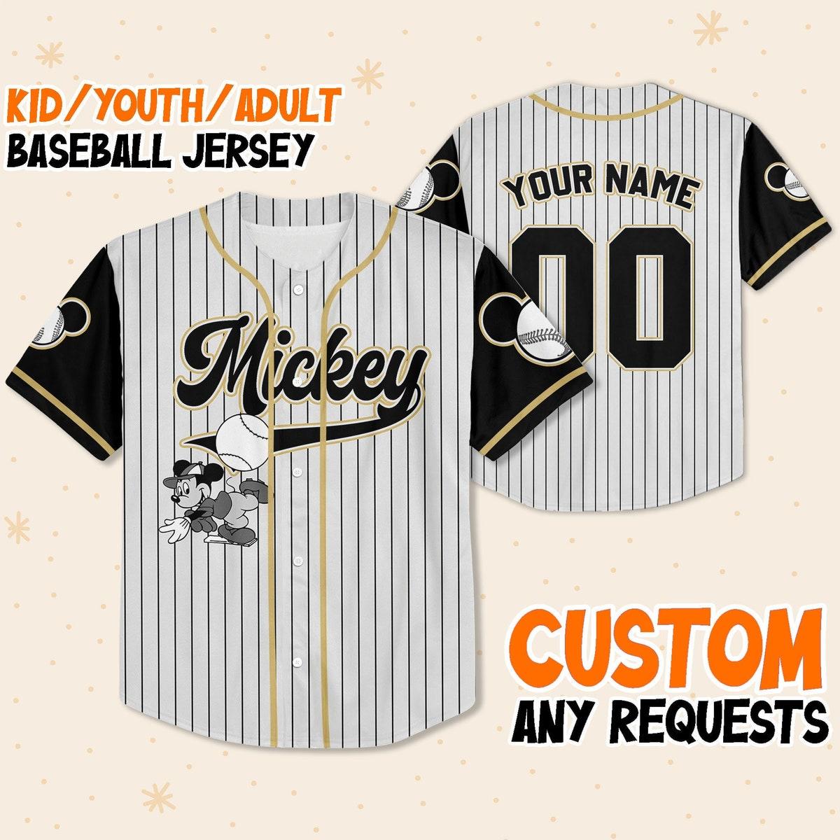 Personalize Disney Mickey Baseball Black Baseball Jersey 1