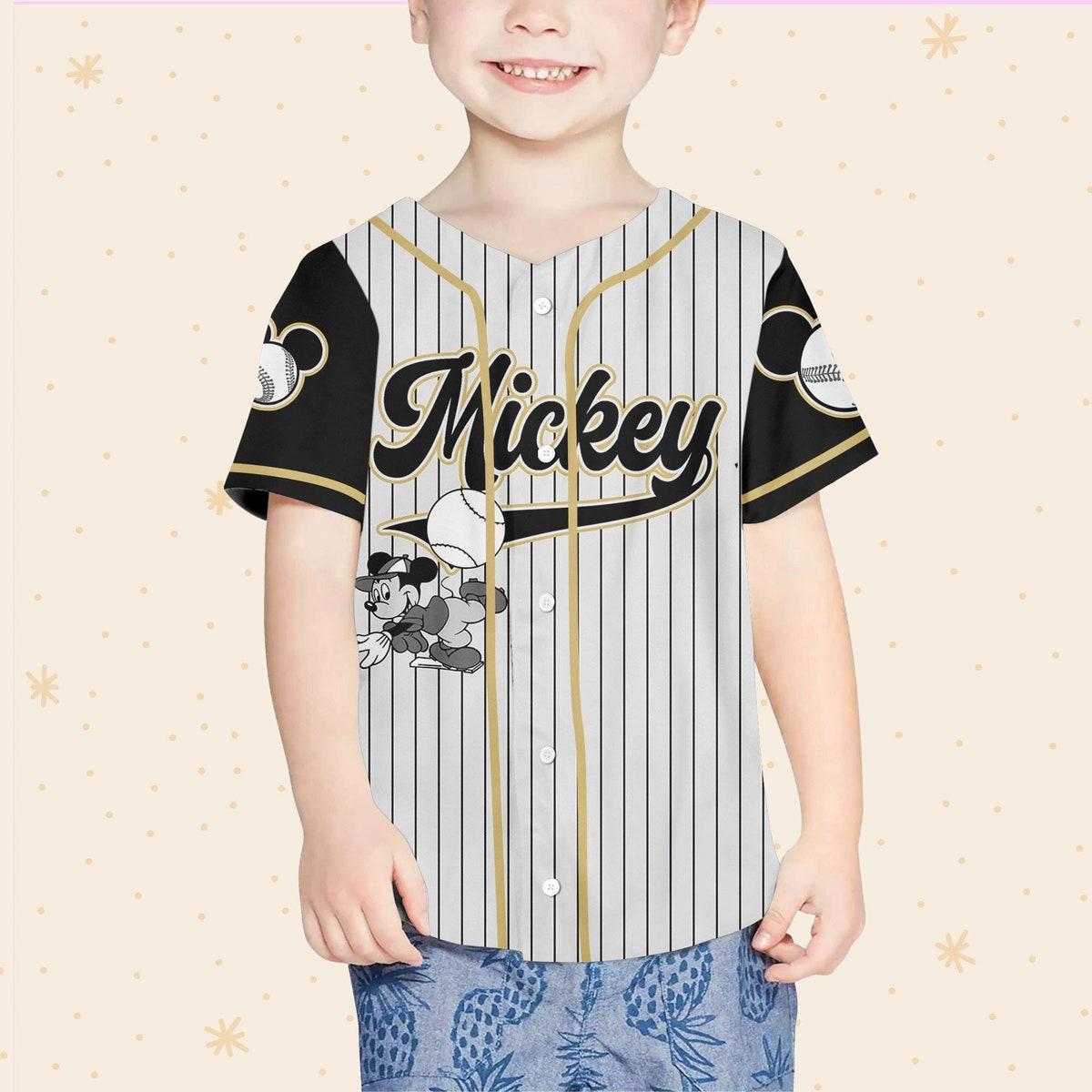 Personalize Disney Mickey Baseball Black Baseball Jersey 4