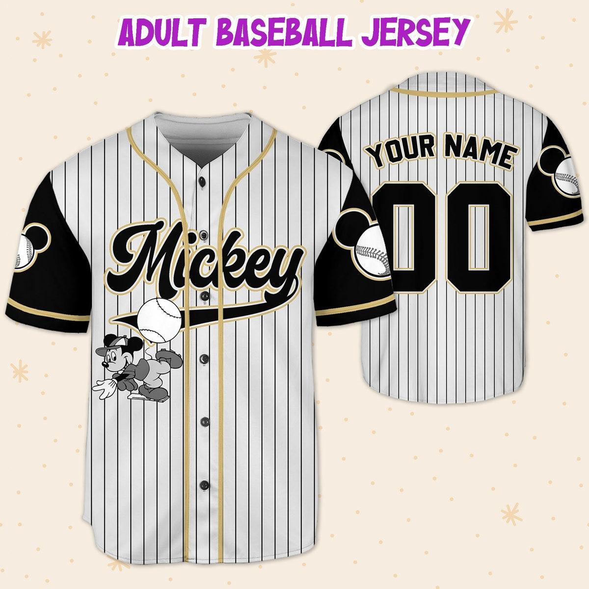 Personalize Disney Mickey Baseball Black Baseball Jersey 5