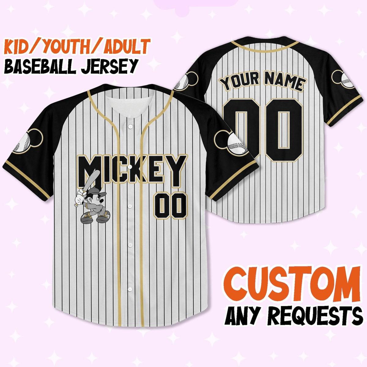 Personalize Disney Mickey Black Grey Color Baseball Jersey 1