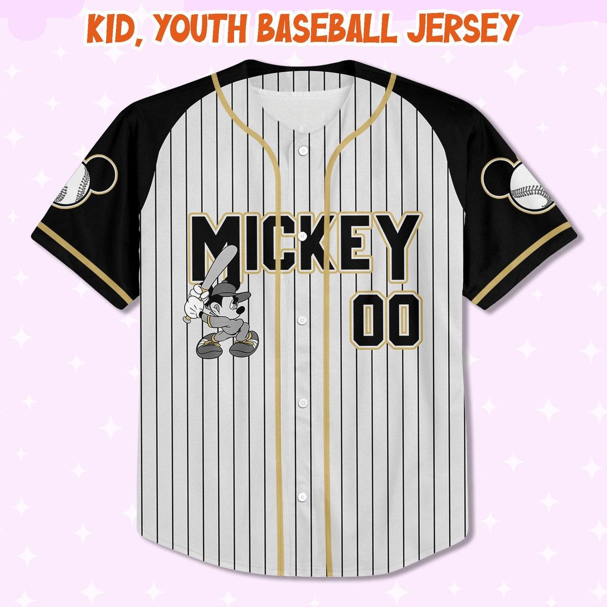 Personalize Disney Mickey Black Grey Color Baseball Jersey 2