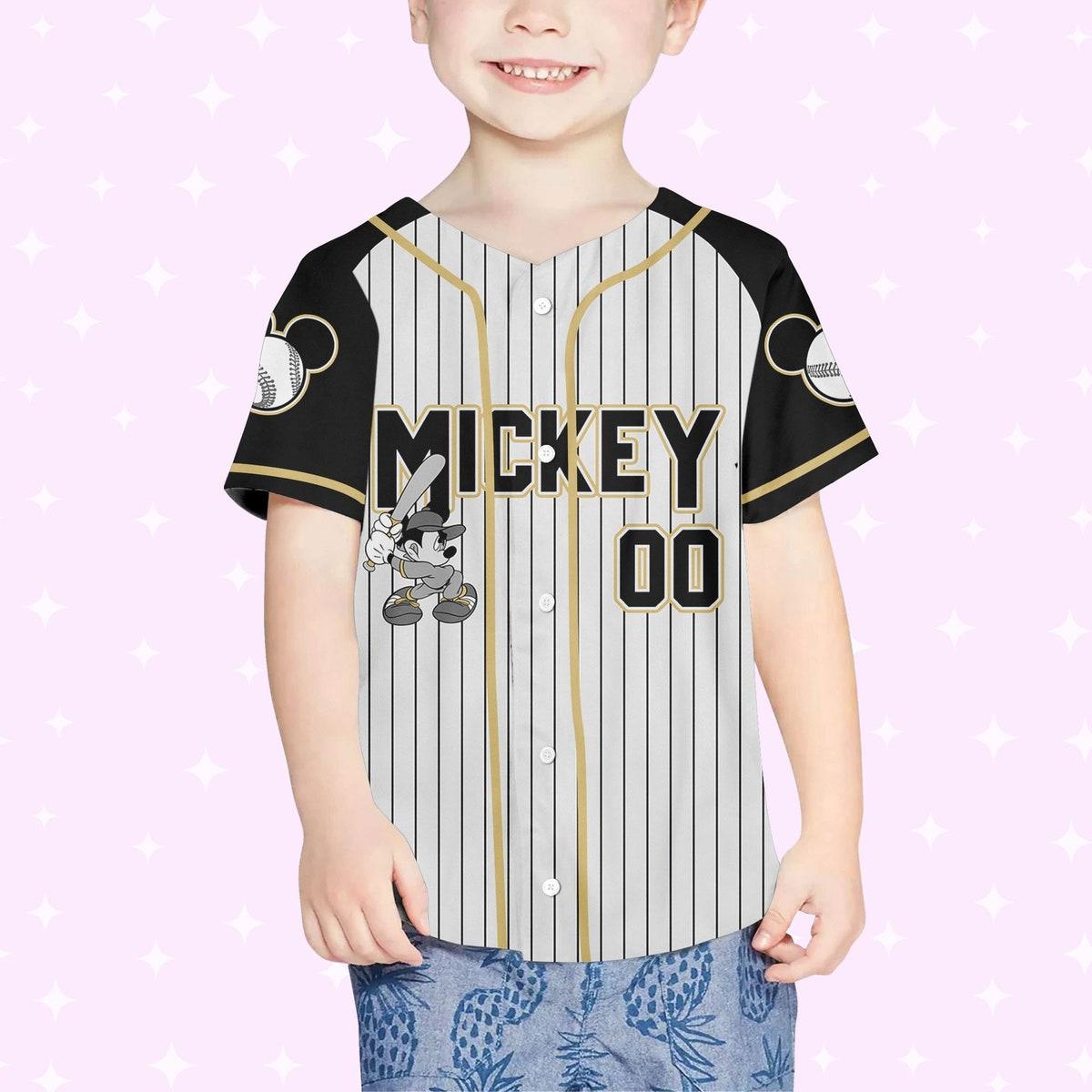 Personalize Disney Mickey Black Grey Color Baseball Jersey 4