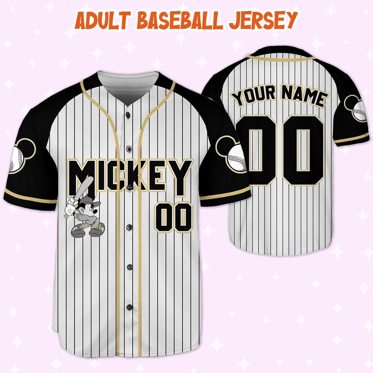 Personalize Disney Mickey Black Grey Color Baseball Jersey 5