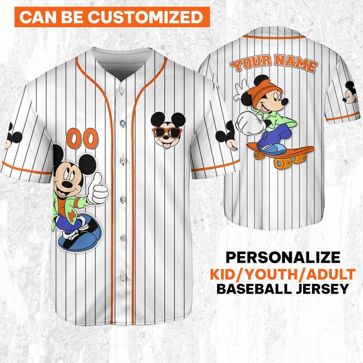 Personalize Disney Mickey Mouse Happy Young White Baseball Jersey 1