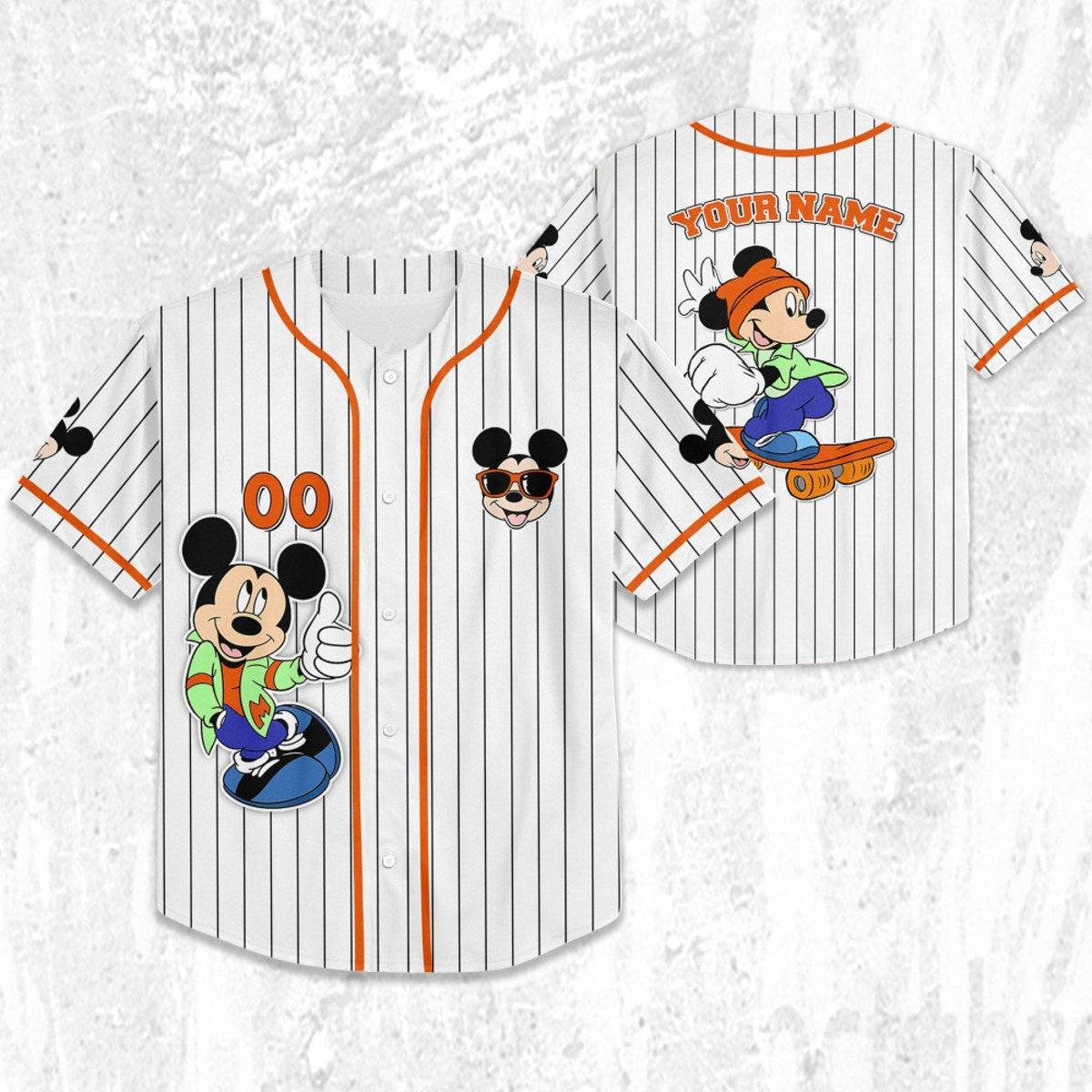 Personalize Disney Mickey Mouse Happy Young White Baseball Jersey 2