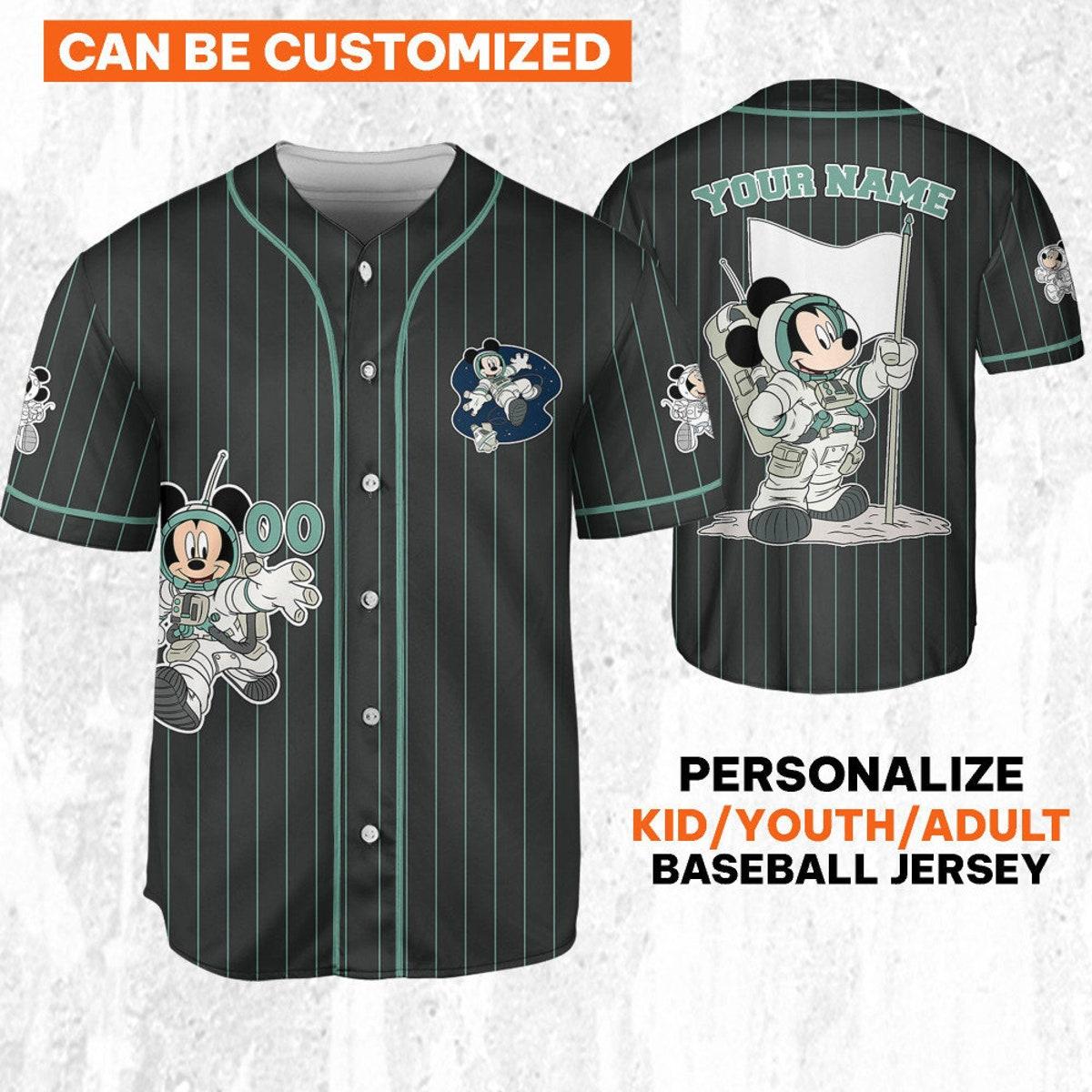 Personalize Disney Mickey Mouse Space Space Travel Dark Baseball Jersey 1