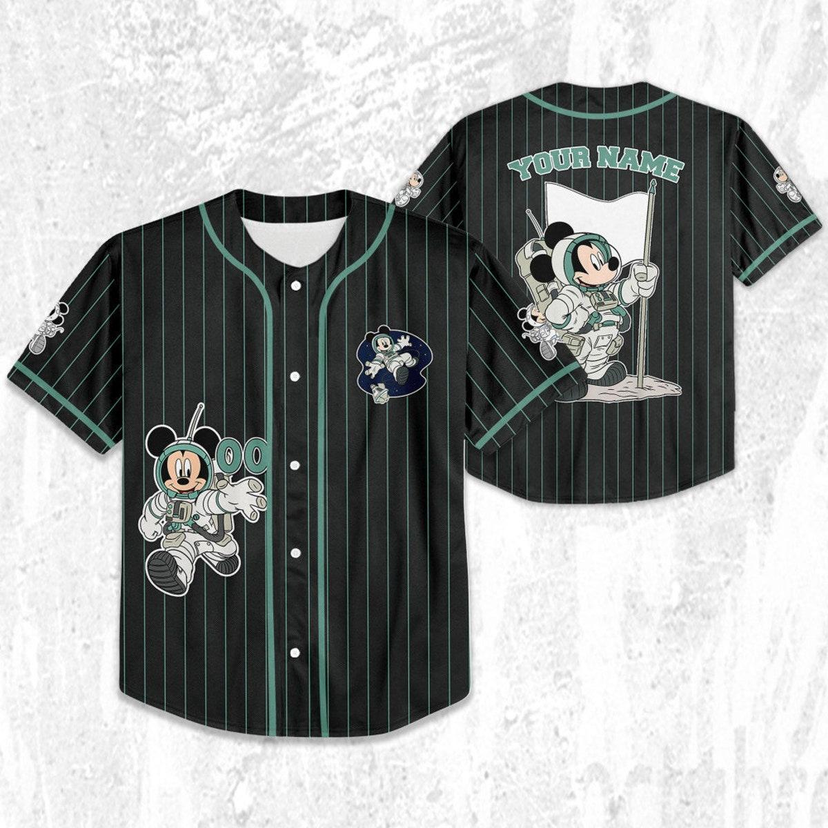 Personalize Disney Mickey Mouse Space Space Travel Dark Baseball Jersey 2