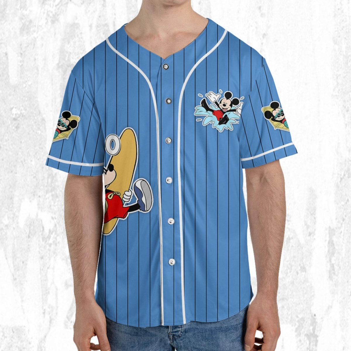 Personalize Disney Mickey Mouse Summer Blue White Baseball Jersey 5