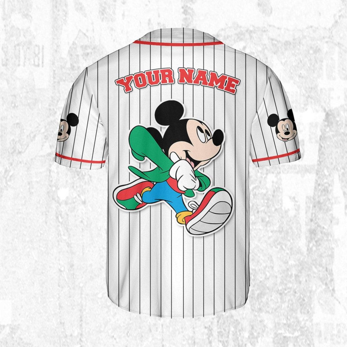 Personalize Disney Mickey Mouse Young Smile White Red Baseball Jersey 4