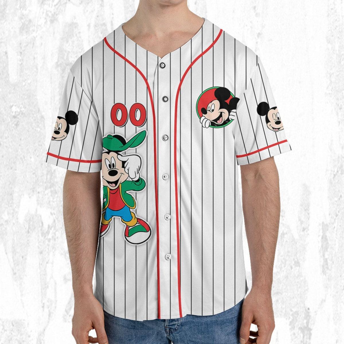 Personalize Disney Mickey Mouse Young Smile White Red Baseball Jersey 5