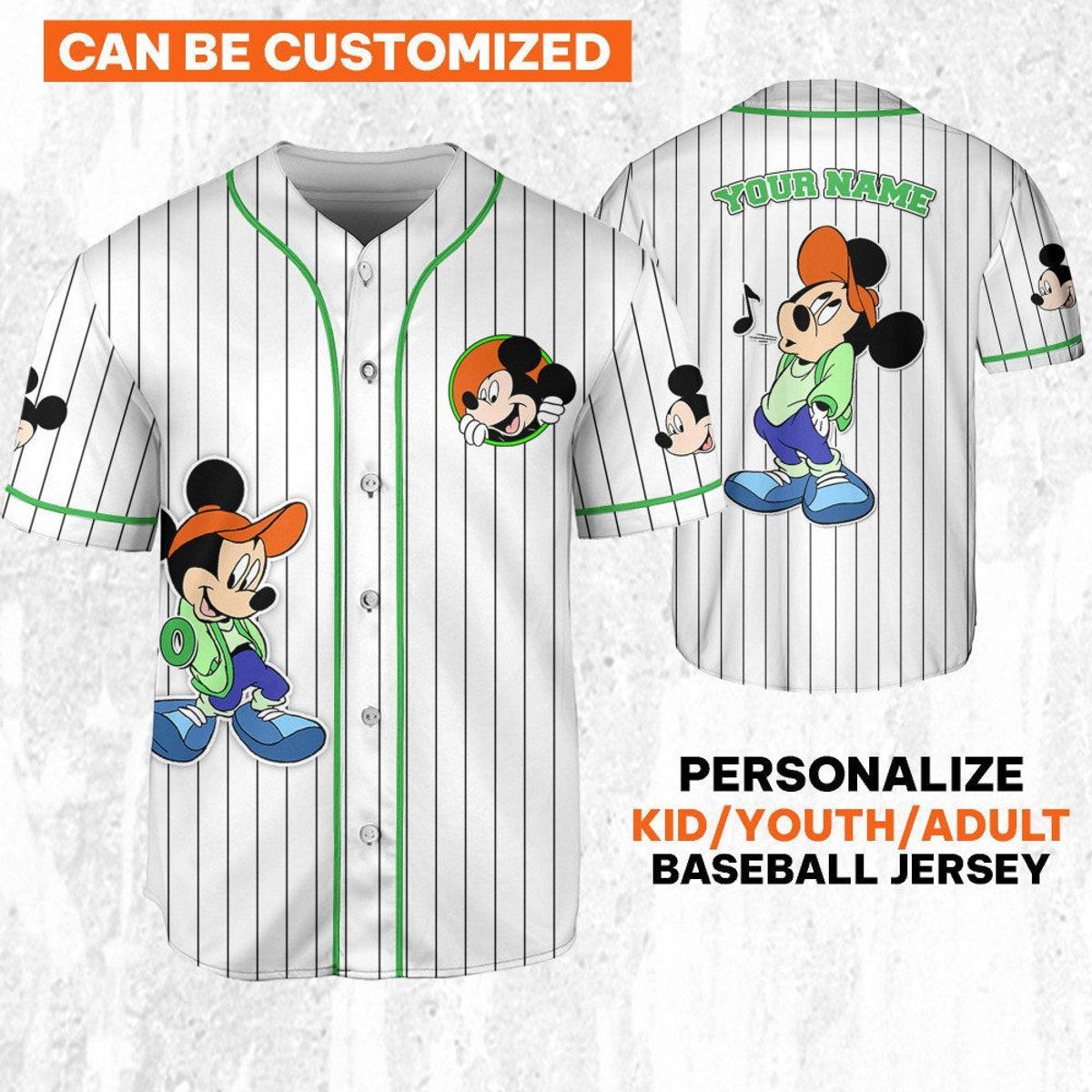 Personalize Disney Mickey Mouse Young White Baseball Jersey 1