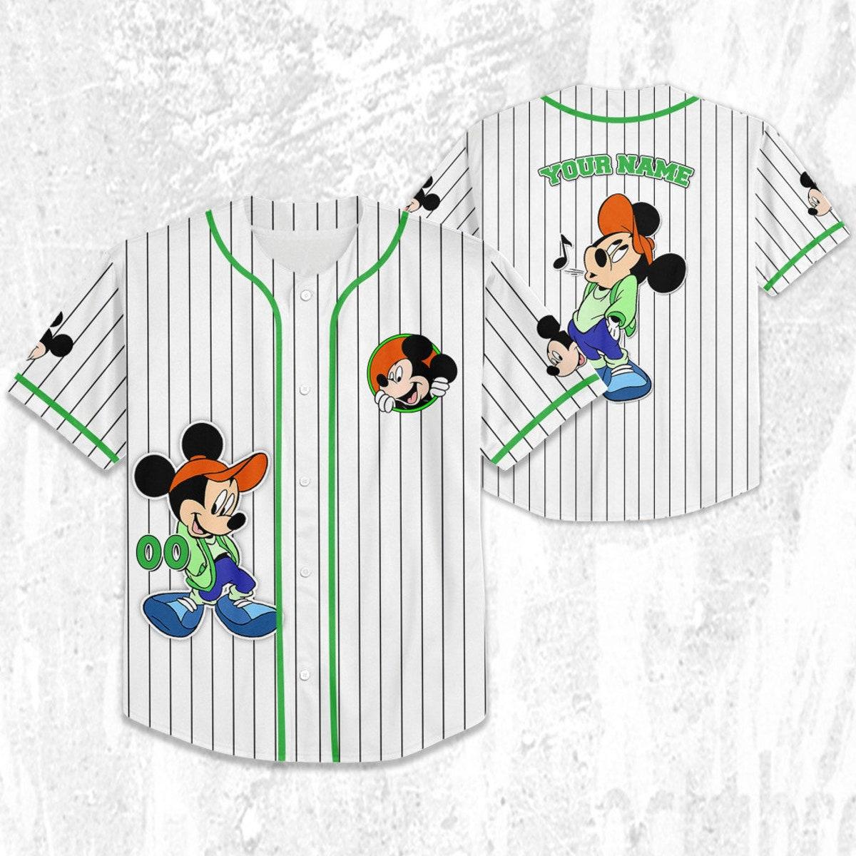 Personalize Disney Mickey Mouse Young White Baseball Jersey 2