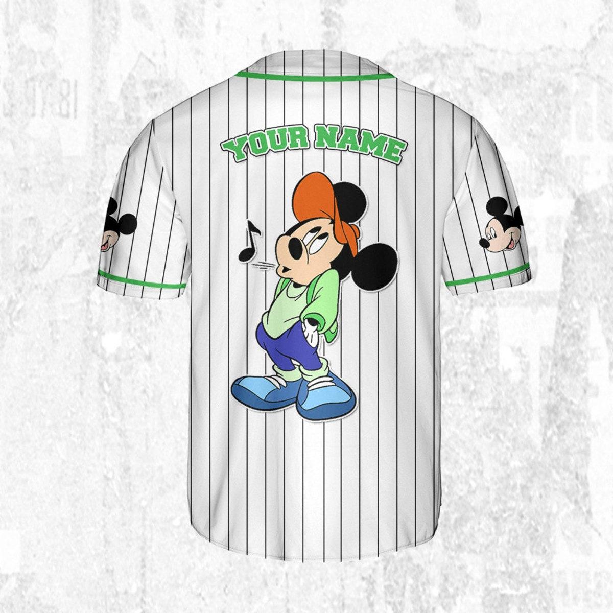 Personalize Disney Mickey Mouse Young White Baseball Jersey 4