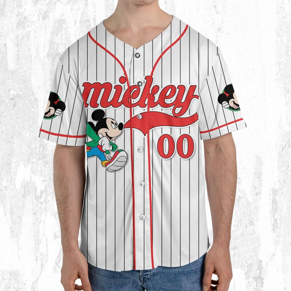 Personalize Disney Mickey Mouse Young White Red Baseball Jersey 5