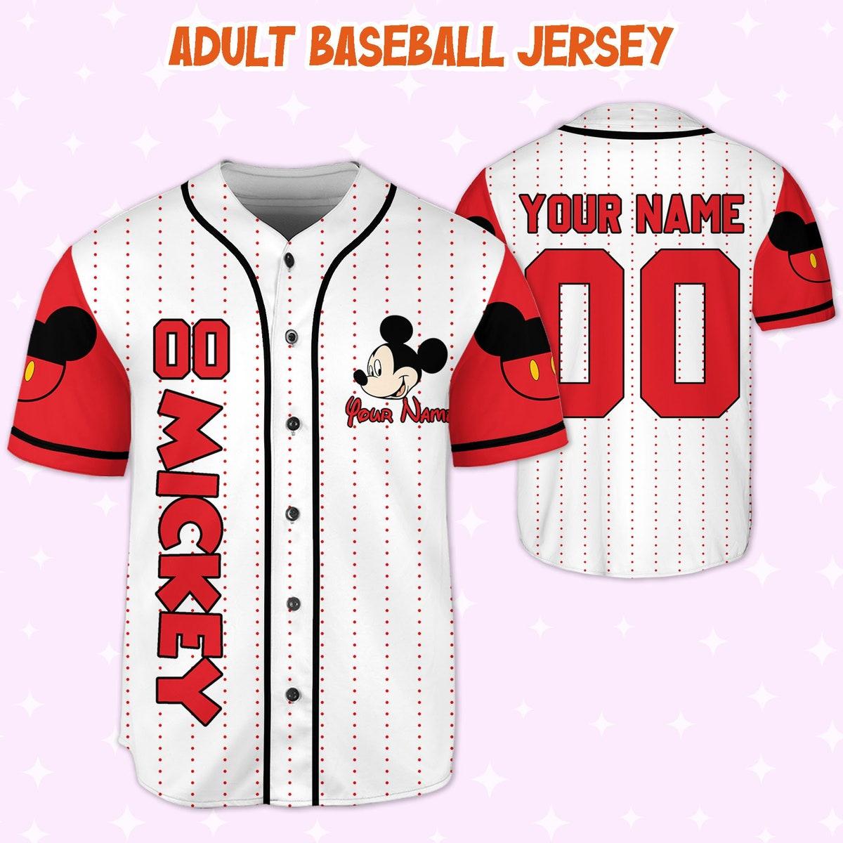 Personalize Disney Mickey Symbol Red Baseball Jersey 5