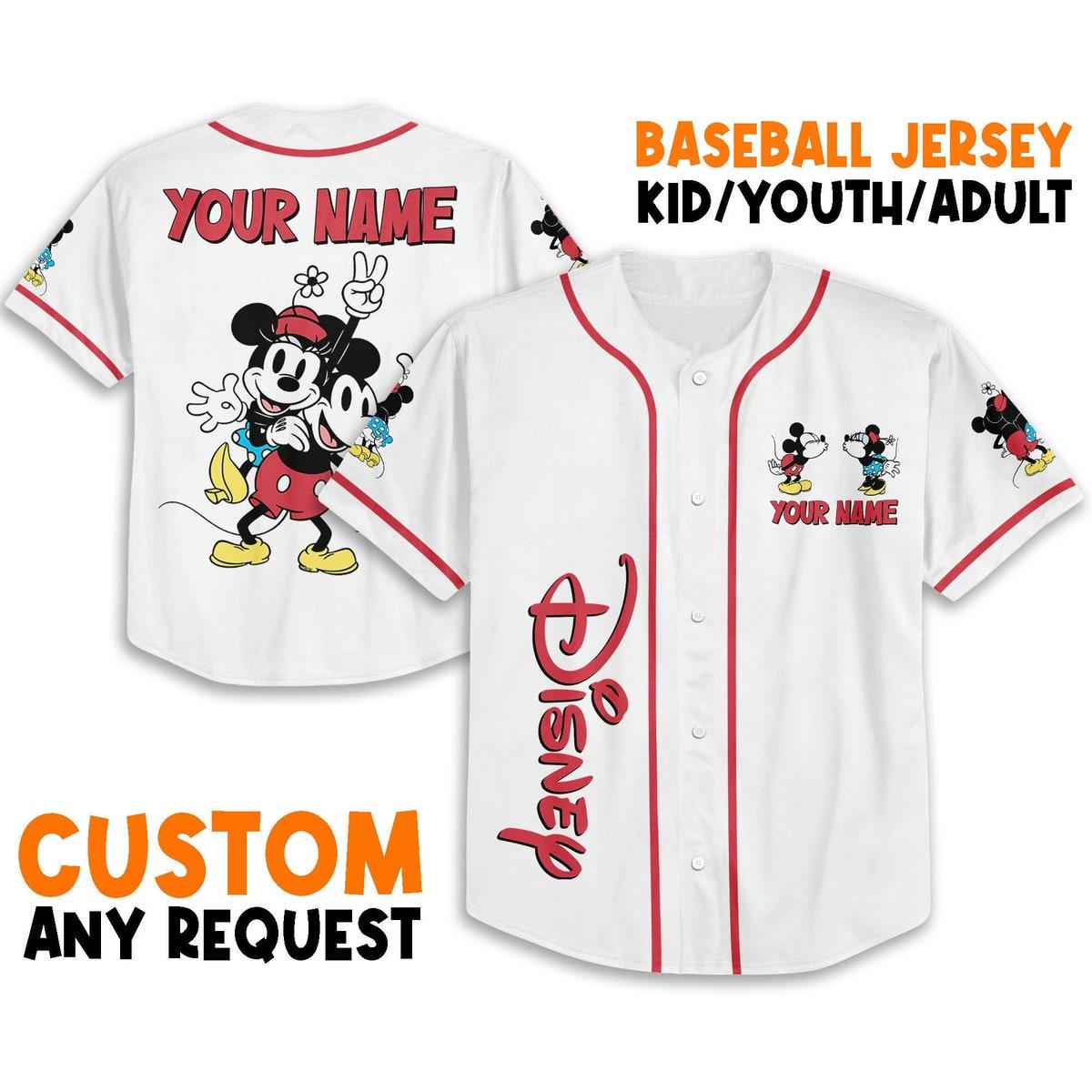 Personalize Disney Mikey Minnie Love Baseball Jersey 1