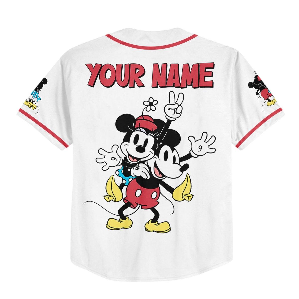 Personalize Disney Mikey Minnie Love Baseball Jersey 3