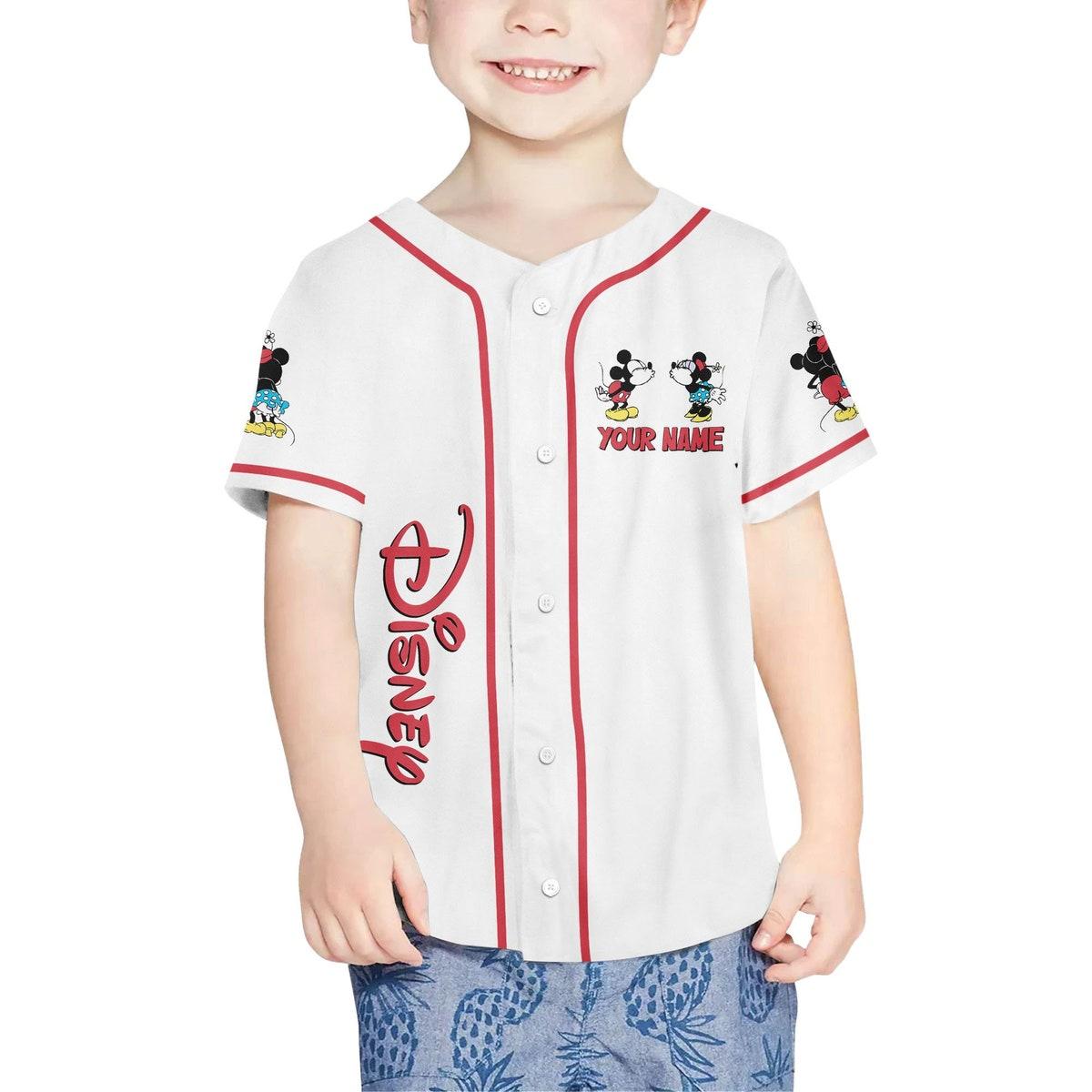 Personalize Disney Mikey Minnie Love Baseball Jersey 4