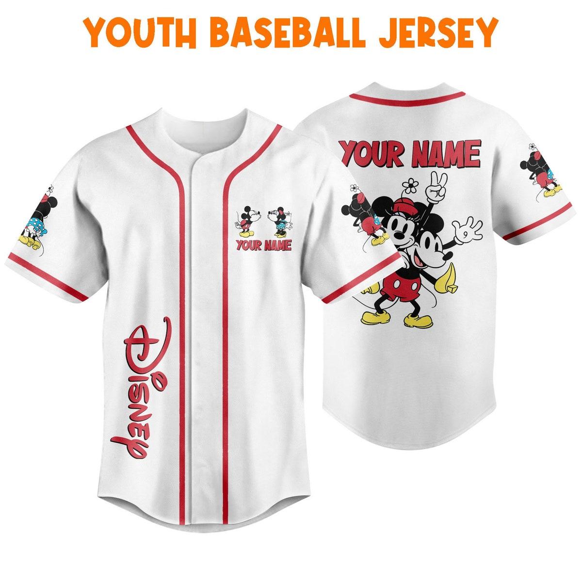 Personalize Disney Mikey Minnie Love Baseball Jersey 5