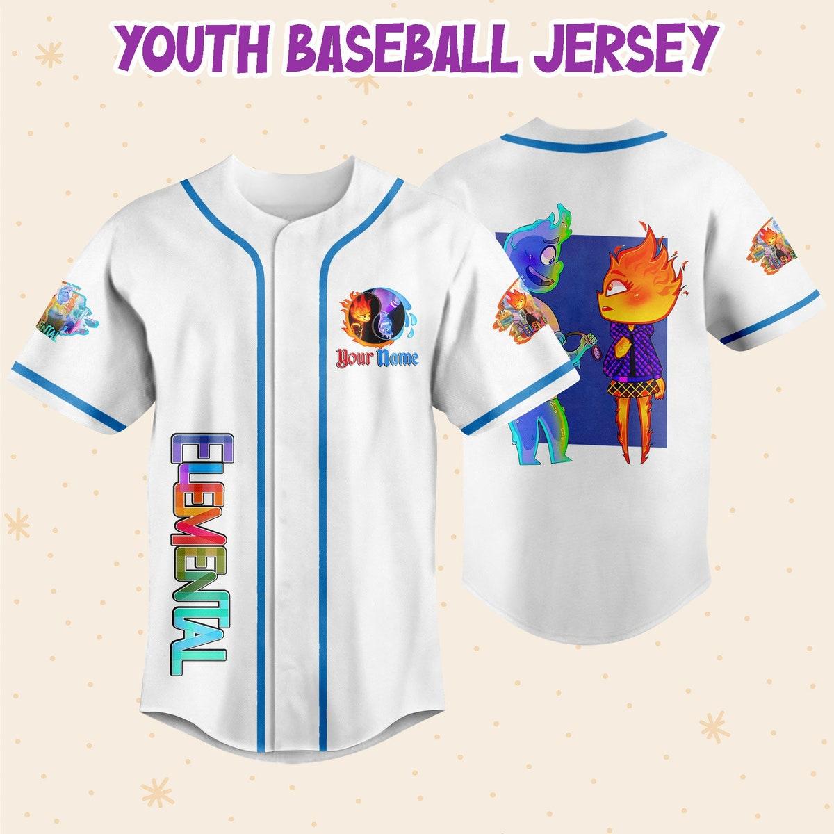 Personalize Disney Pixar Elemental Cute Ember And Wade Baseball Jersey 5