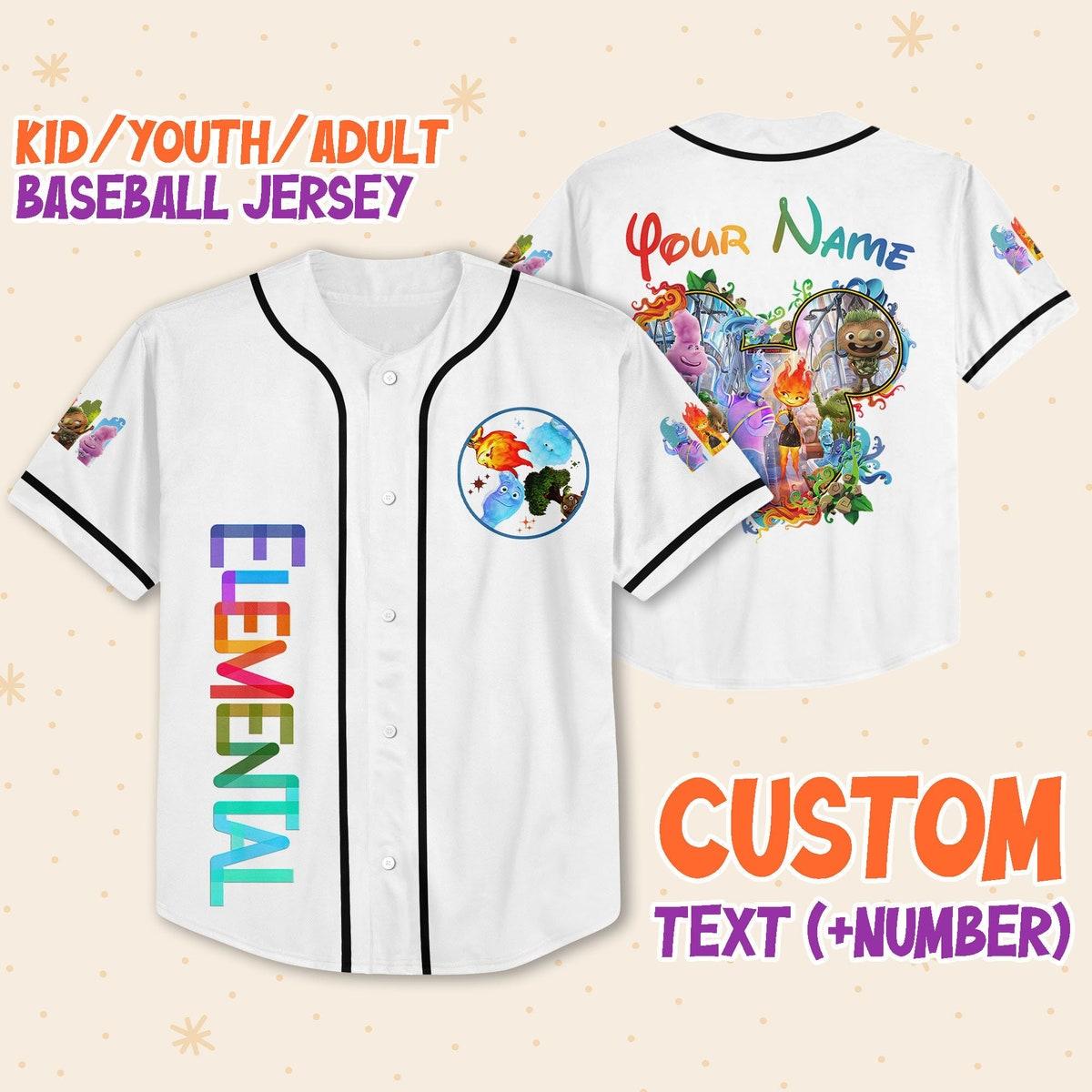 Personalize Disney Pixar Elemental Mickey Head Disney Baseball Jersey 1