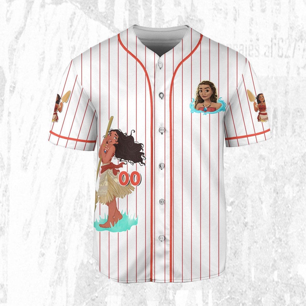 Personalize Disney Princess Moana 2 White Orange Baseball Jersey 3