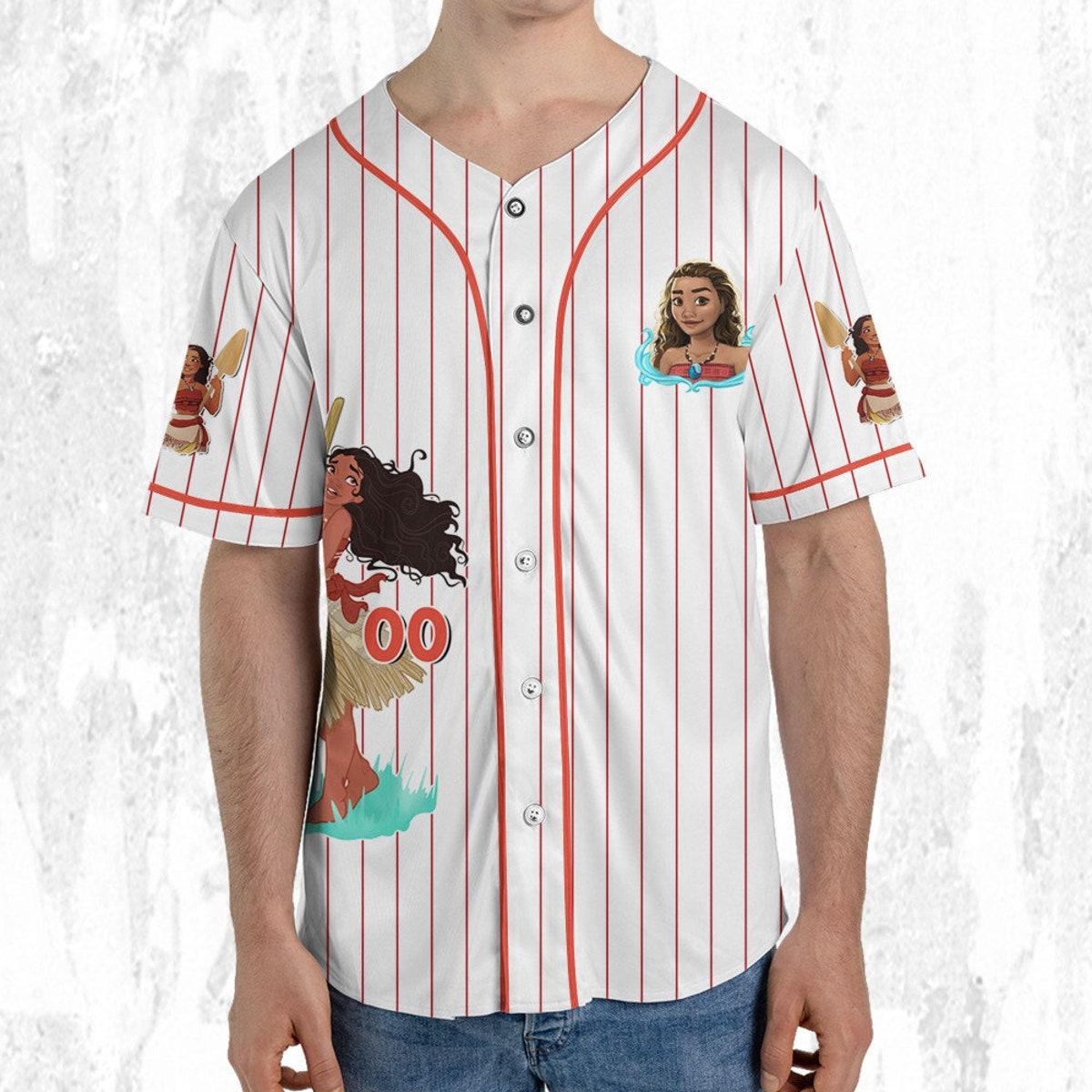 Personalize Disney Princess Moana 2 White Orange Baseball Jersey 5