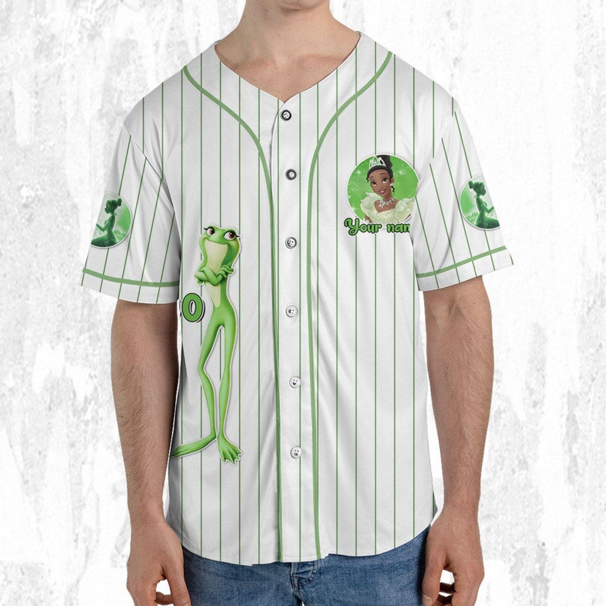 Personalize Disney Princess Tiana White Green Baseball Jersey 5