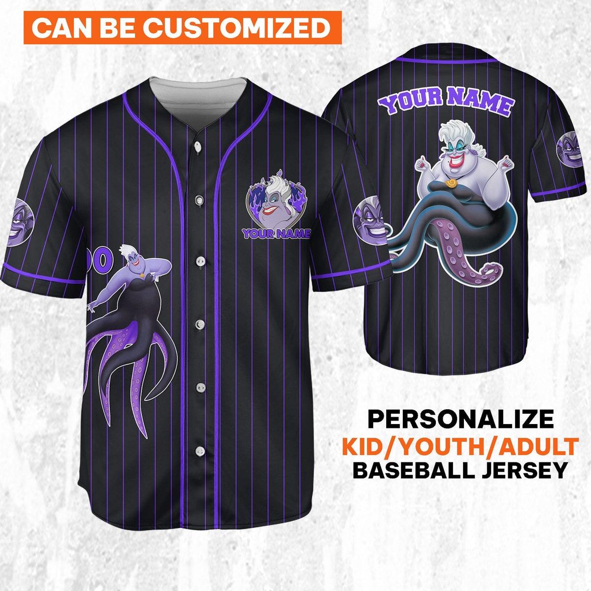 Personalize Disney The Little Mermaid Ursula Purple Dark Baseball Jersey 1