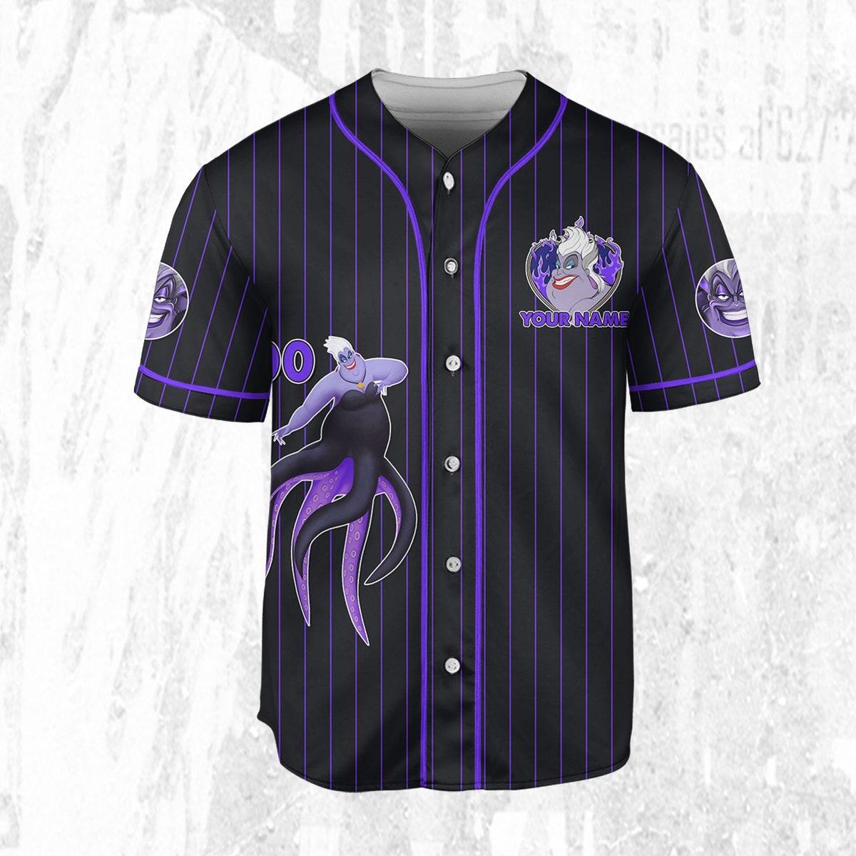 Personalize Disney The Little Mermaid Ursula Purple Dark Baseball Jersey 3