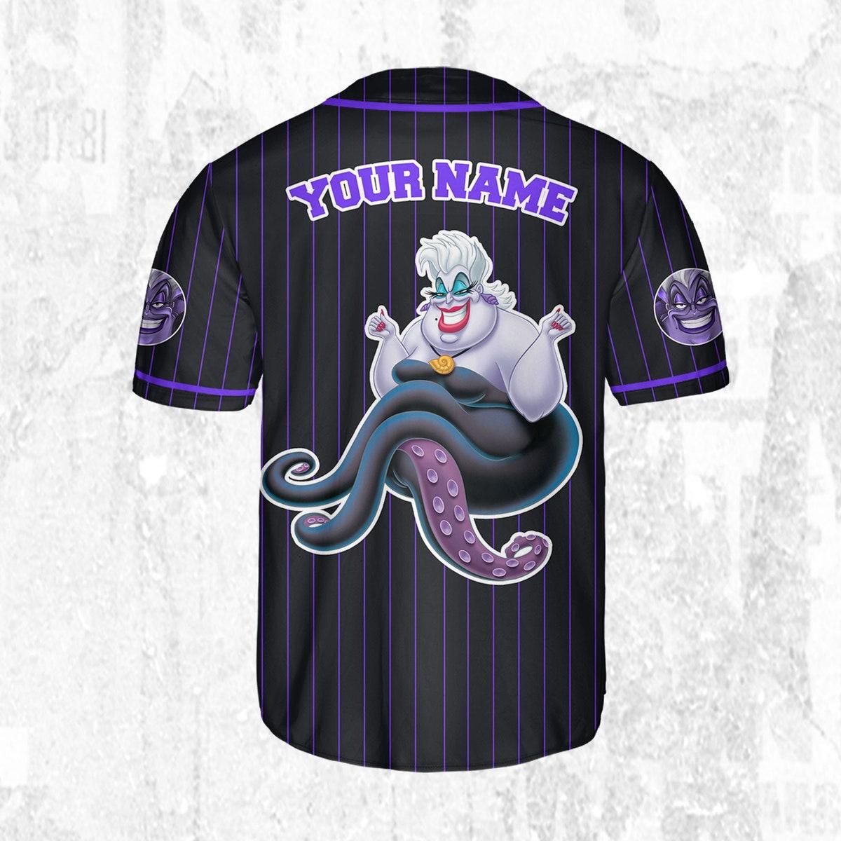 Personalize Disney The Little Mermaid Ursula Purple Dark Baseball Jersey 4