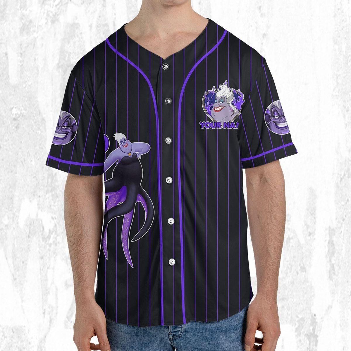 Personalize Disney The Little Mermaid Ursula Purple Dark Baseball Jersey 5