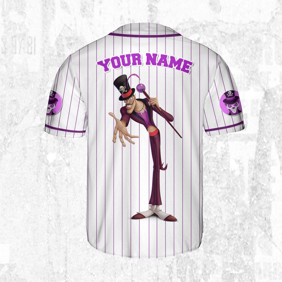 Personalize Disney Tiana Dr. Facilier Purple White Baseball Jersey 4