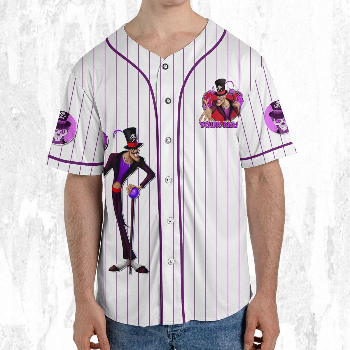 Personalize Disney Tiana Dr. Facilier Purple White Baseball Jersey 5