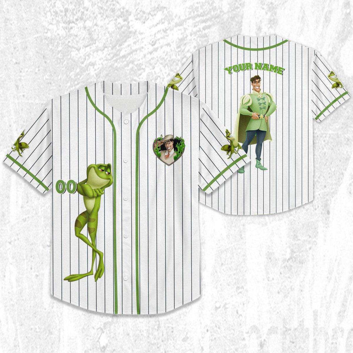 Personalize Disney Tiara Prince Naveent Green White Baseball Jersey 2