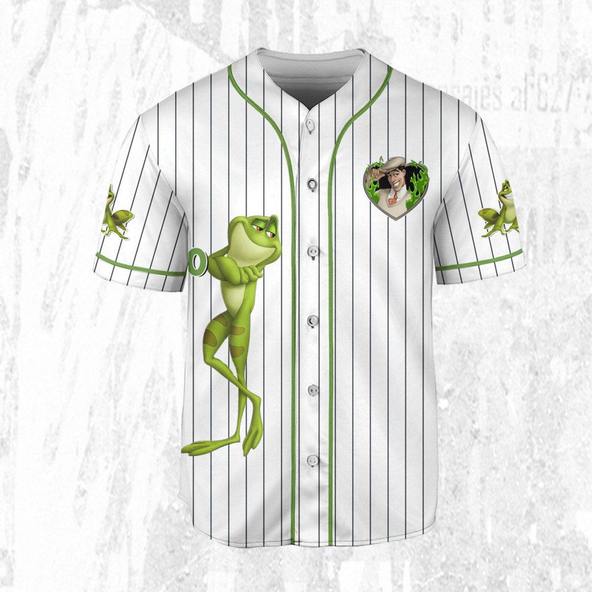 Personalize Disney Tiara Prince Naveent Green White Baseball Jersey 3