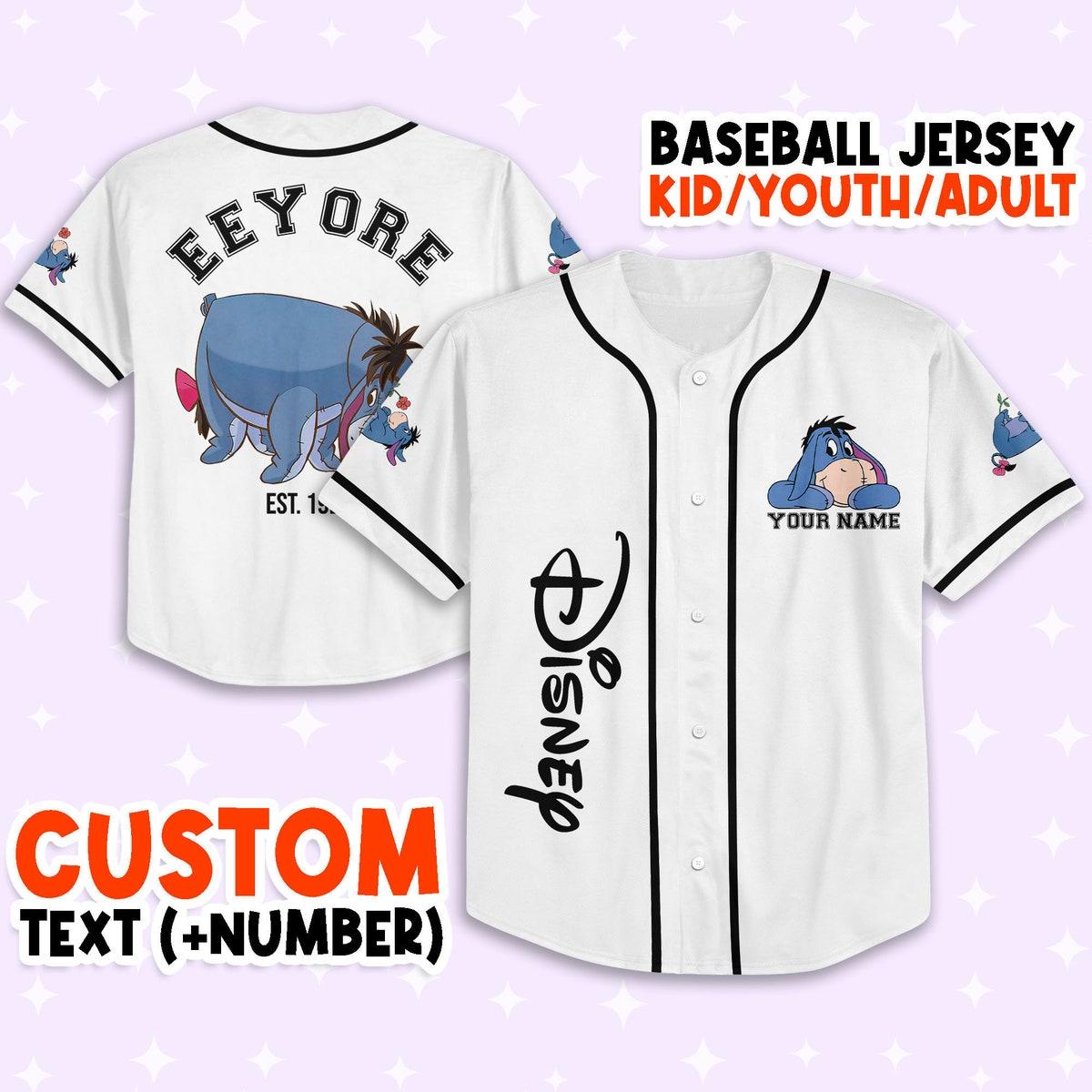 Personalize Disneyland Eeyore Vintage Disney Characters Baseball Jersey 1