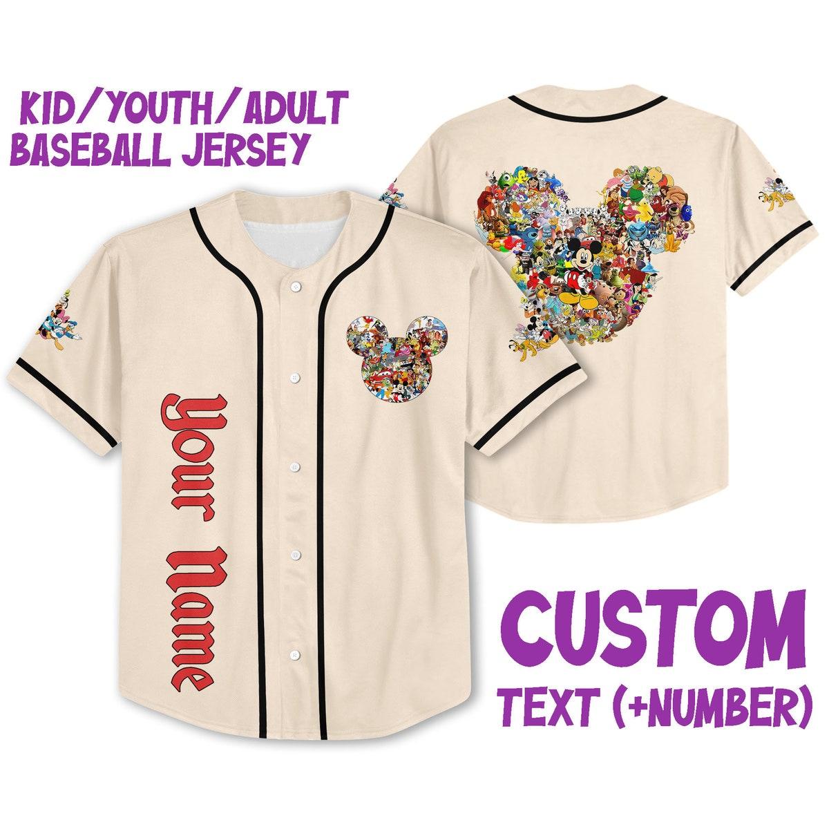 Personalize Disneyland Mickey Head Disney Characters Baseball Jersey 1