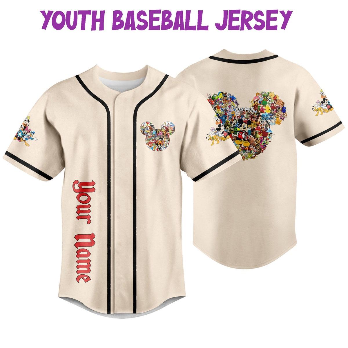 Personalize Disneyland Mickey Head Disney Characters Baseball Jersey 5